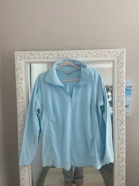 Light Blue Quarter-Zip Crew Neck Pullover